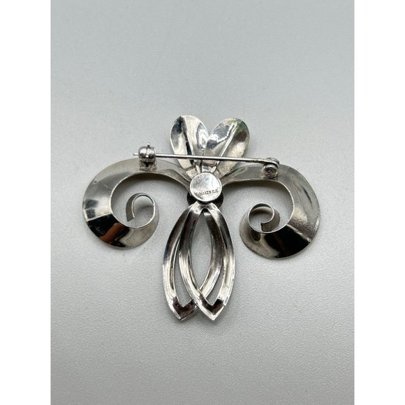 Vintage Gold Filled Fleur De Lis Brooch 1-20 12K White Gold Filled Classic Pin - Picture 4 of 6